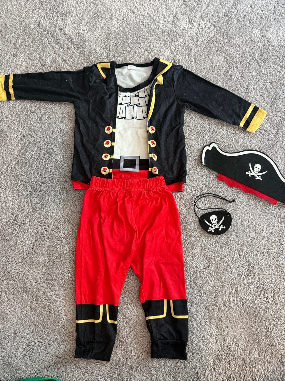 Kids Pirate Costume Set - Red and Black- Captain Hook - 12-18mo